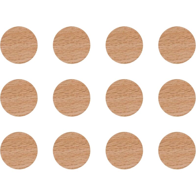 12x Cache vis adhésif autocollant diamètre 40mm protection bouchon trou obturateur meuble table chaise maison, Hêtre