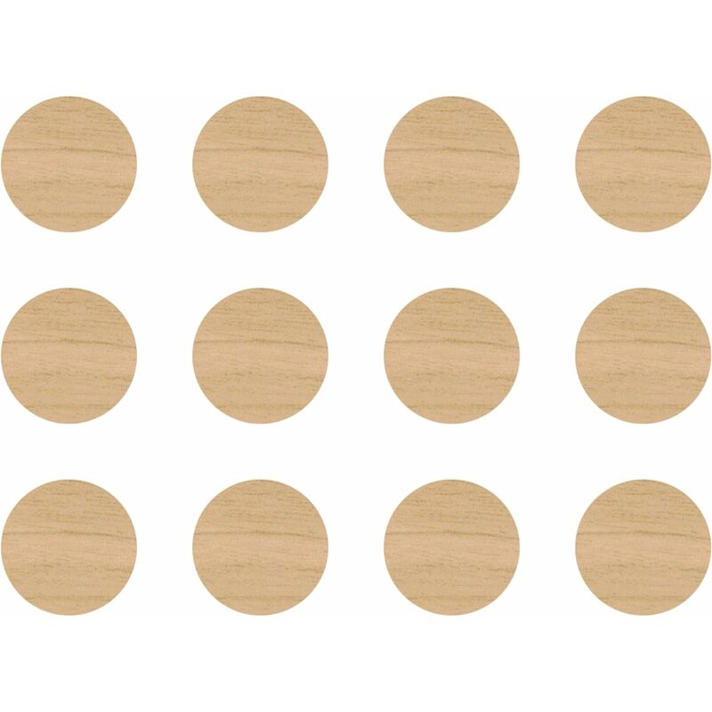 Cyclingcolors - 12x Cache vis adhésif autocollant diamètre 40mm protection bouchon trou obturateur meuble table chaise maison, Bouleau