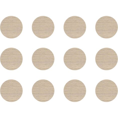 12x Cache vis adhésif autocollant diamètre 40mm protection bouchon trou obturateur meuble table chaise maison, Hêtre clair