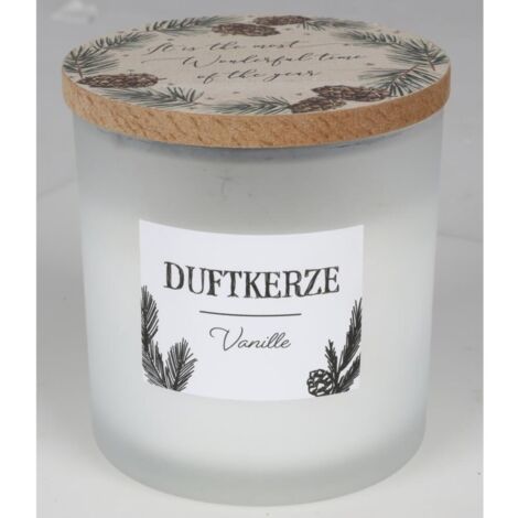 12x Duftkerzen Vanille Glas Holzdeckel Raumdüfte Innendekoration Lichter Frische