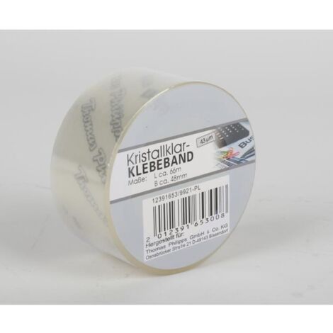 12x Kristallklar Klebeband 66m Transparent Rollen Pack Karton Firma Business
