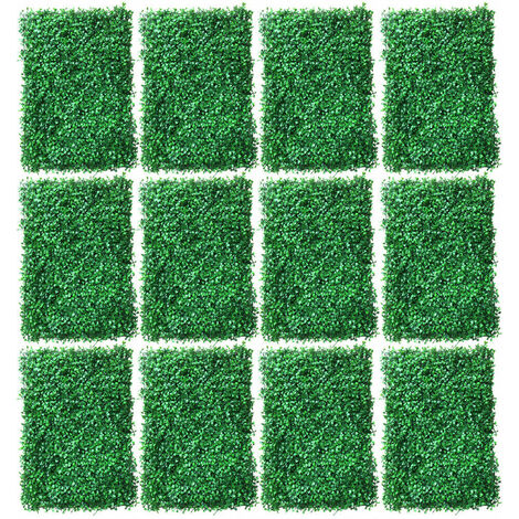 12X Künstliche Buchsbaum Für Terrasse Garten Wand Gehwege Grass Sichtschutz Grün Dekor 60x40cm(Gewöhnliche)