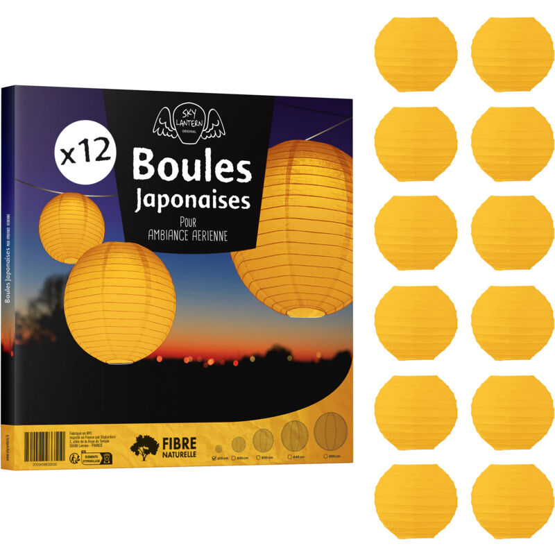 12x Lanterne Papier 10 cm Orange - Suspension Boule Papier 10 cm (12'') type Lanterne Japonaise pour Decoration Mariage - 12 pièces - Le must de la