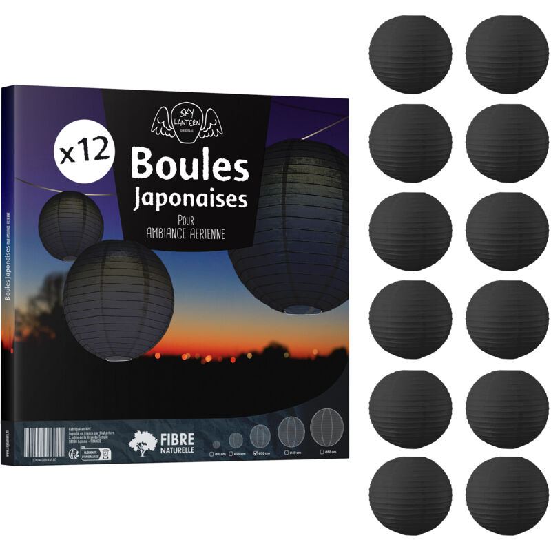 12x Lanterne Papier 30 cm Noir - Suspension Boule Papier 30 cm (12'') type Lanterne Japonaise pour Decoration Mariage - 12 pièces - Le must de la 12x Lanterne Papier 30 cm Noir - Suspension Boule Papier 30 cm (12'') type Lanterne Japonaise pour Decoration Mariage - 12 pièces - Le must de la
