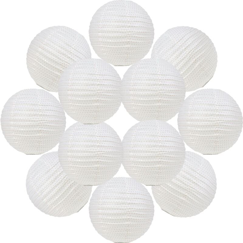 12x Lanterne Papier 30 cm Rose Gold et Pois - Suspension Boule Papier 30 cm (12'') type Lanterne Japonaise pour Decoration Mariage - 12 pièces - Le