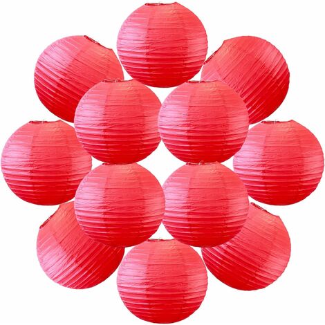 12x Lanterne Papier 30 cm Rouge - Suspension Boule Papier 30 cm (12'') type Lanterne Japonaise pour Decoration Mariage - 12 pièces - Le must de la Gamme de Lampions Papier