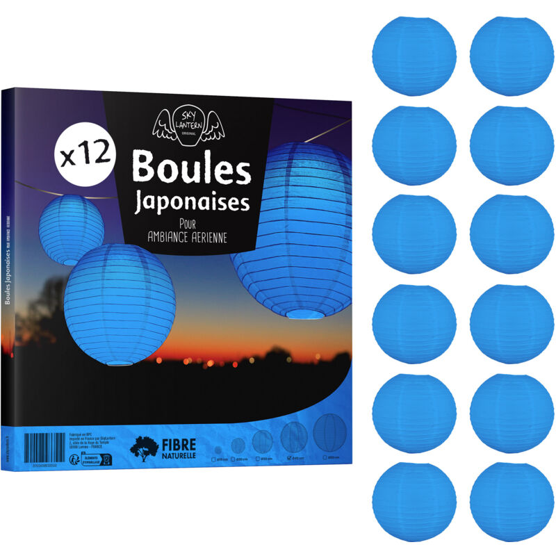 Skylantern - 12x Lanterne Papier 40 cm Bleu Roi - Suspension Boule Papier 40 cm (12'') type Lanterne Japonaise pour Decoration Mariage - 12 pièces