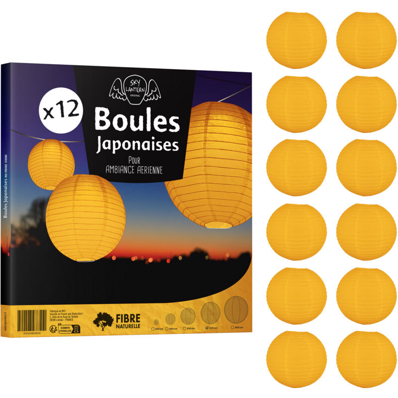 12x Lanterne Papier 40 cm Orange - Suspension Boule Papier 40 cm (12'') type Lanterne Japonaise pour Decoration Mariage - 12 pièces - Le must de la