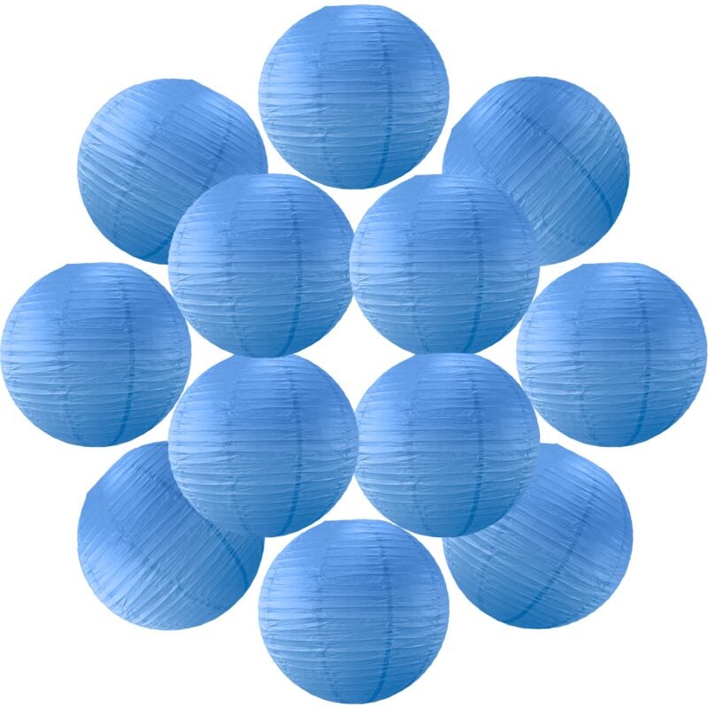 12x Lanterne Papier 50 cm Bleu Roi - Suspension Boule Papier 50 cm type Lanterne Japonaise pour Decoration Mariage - 12 pièces - Le must de la Gamme