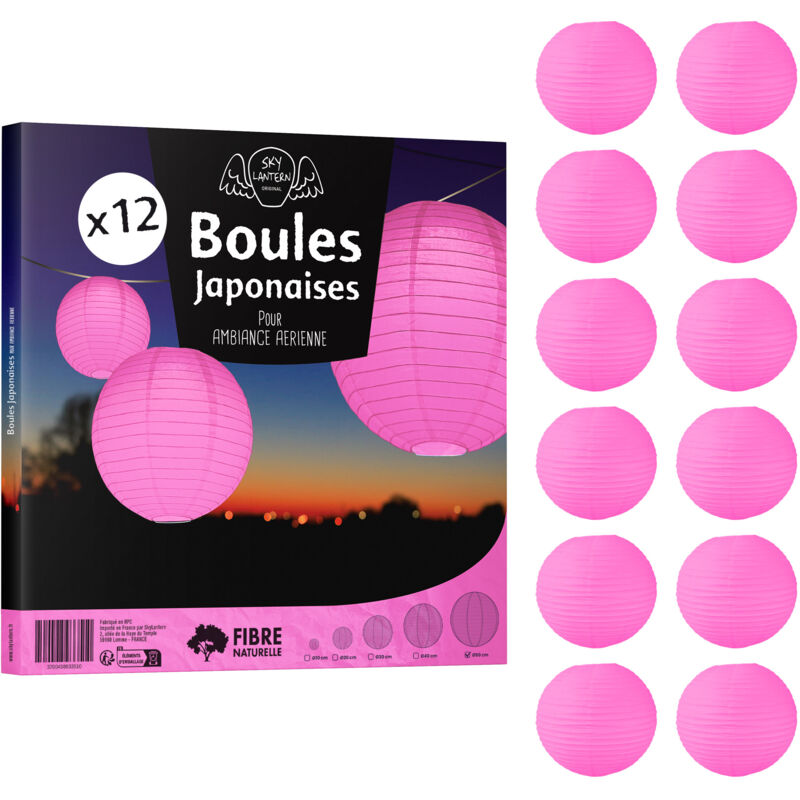 Skylantern - 12x Lanterne Papier 50 cm Fuchsia - Suspension Boule Papier 50 cm type Lanterne Japonaise pour Decoration Mariage - 12 pièces - Le must