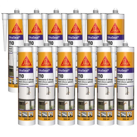 12x Mastic silicone SikaSeal 110 Menuiserie & Vitrage 300ml SIKA - Couleur: Anthracite