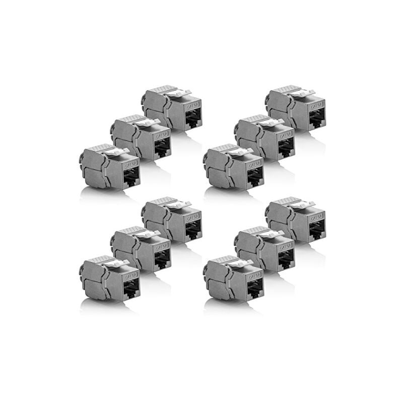 12x Module Keystone cat 6a Jack - Blindé stp Connecteur RJ45 Installation Snap-In Montage Câble Brut cat 500Mhz 10GBit/s