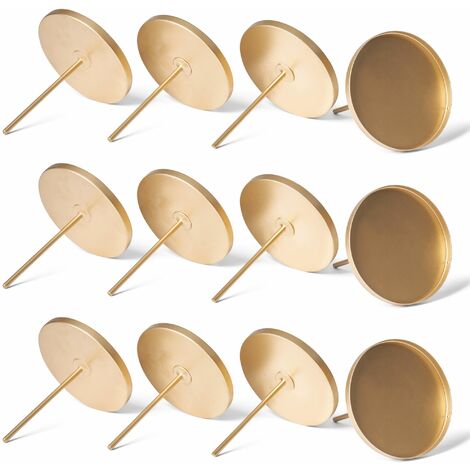 12x Novaliv Kerzenständer Kerzenpick, Kerzenpin, Kerzenhalter, 12x Flach 8 cm Gold