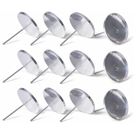 12x Novaliv Kerzenständer Kerzenpick, Kerzenpin, Kerzenhalter, 12x Flach 9 cm Silber