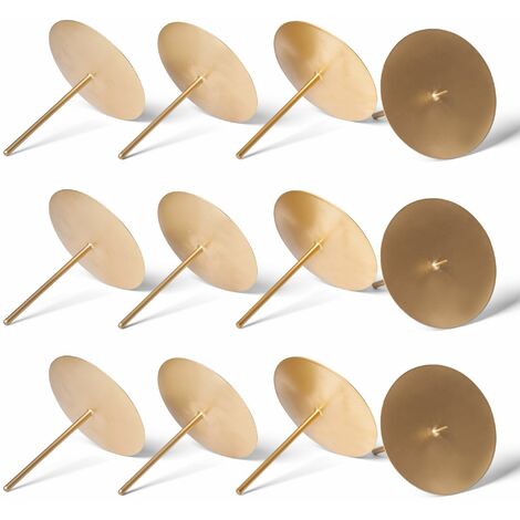 12x Novaliv Kerzenständer Kerzenpick, Kerzenpin, Kerzenhalter, 12x Mit Dorn 10 cm Gold