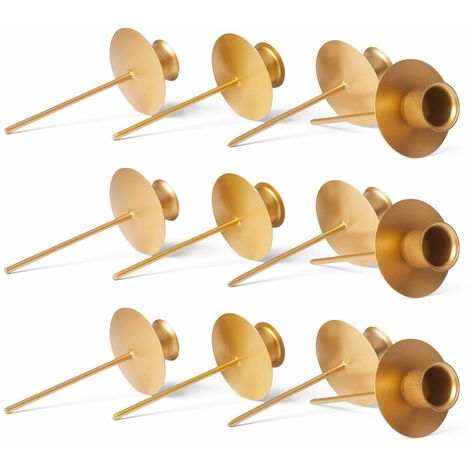12x Novaliv Kerzenständer Stabkerze, Kerzenpin, Kerzenhalter, 12x Stabkerzen GOLD