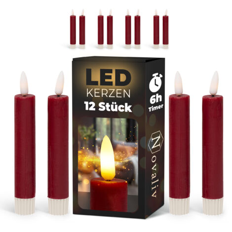 12x Novaliv LED Kerze Echtwachskerzen