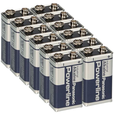12x Panasonic 6LR61 Powerline 9V-Block E-Block Alkaline Industrial Rauchmelder