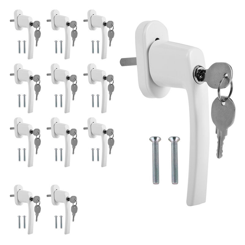 12X Poignée de fenêtre avec serrure Verrouillable Alu même clé blanche