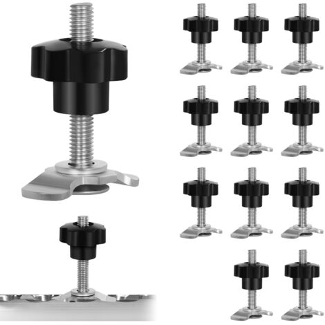 12x Rail D'arrimage D'extrémité M8x60, Rail D'arrimage Single 500 daN avec Poignée Boutons en Etoile Ferrures de Rechange pour Rail D'arrimage, Airline Ferrure D'extrémité