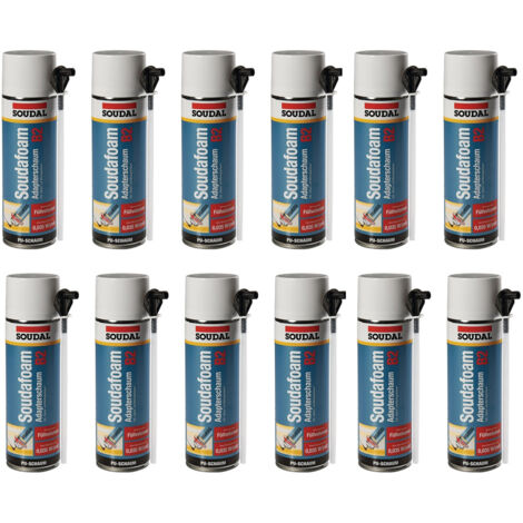 12x Soudal Soudafoam B2 Montageschaum Adapterschaum 500 ml Bauschaum Dämmschaum