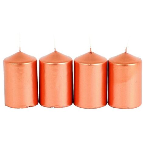 12x Stumpenkerze 4er Metallic Farbe Tischdekoration Beleuchtung Teelicht Innen