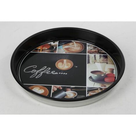 12x Tablett Coffee Metall rund 33cm Serviertablett Küche Haushalt Gastronomie