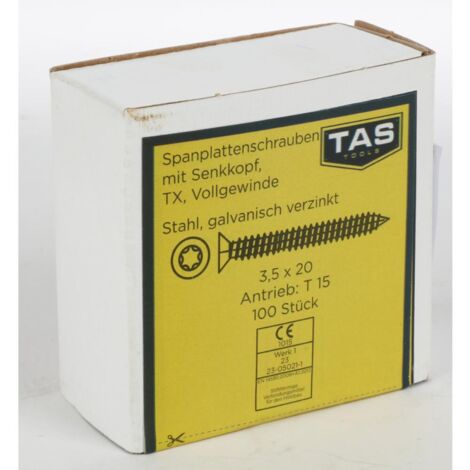 12x TAS Spanplattenschrauben 50 Stück 3,5x20mm TX Teilgewinde Senkkopf Holz Bau