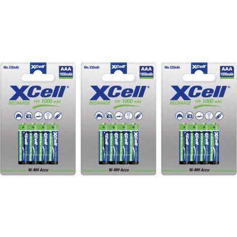 12x XCell Micro Akku Ni-MH 1,2V 1000mAh AAA im 4er Blister