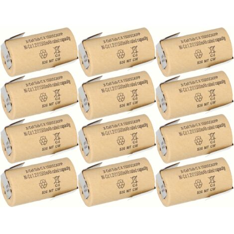 12x XCell Sub-C Hochleistungsakku mit Z- Lötfahne - 1,2V 1500 mAh Ni-CD