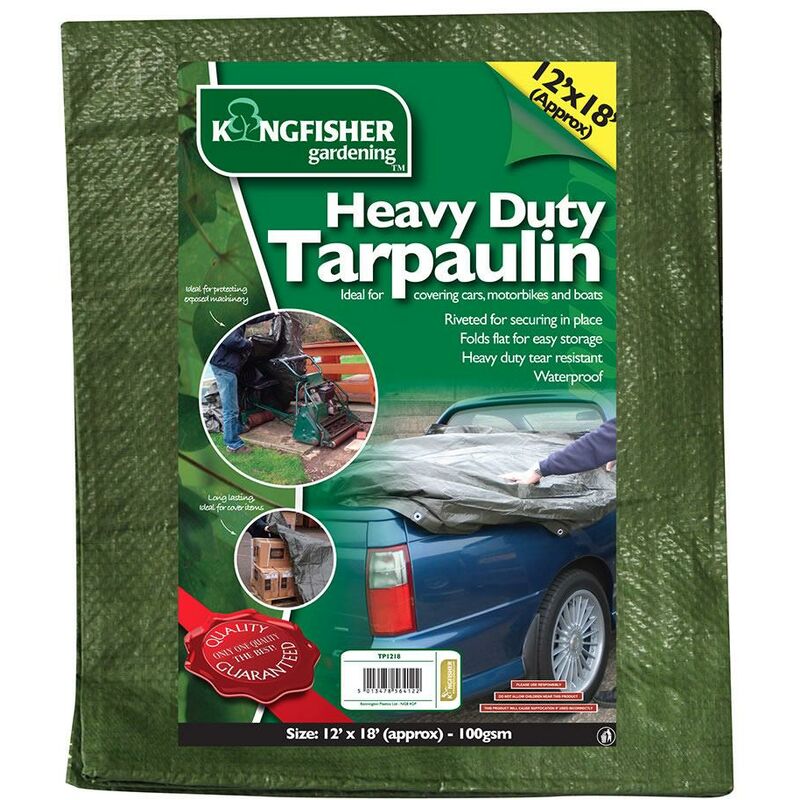 Image of 12x18ft Large Green Heavy Duty Waterproof Tarpaulin Tarp Sheet Ground Car Cover