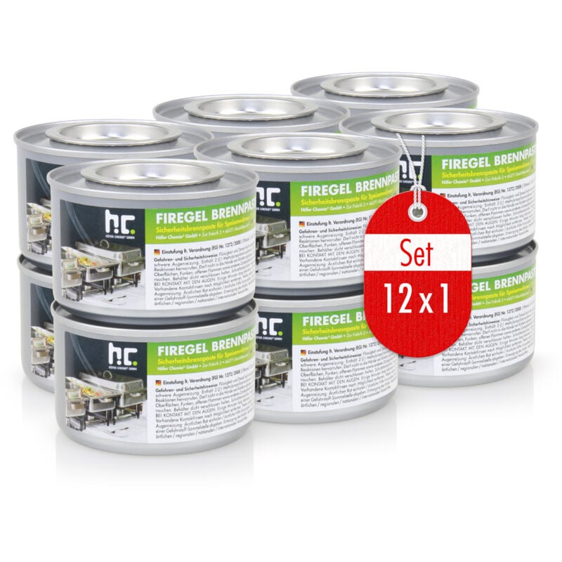 Höfer Chemie Lot de 12 Pots de Gel de Combustion - 200 g - pour la Restauration et l'Usage Domestique