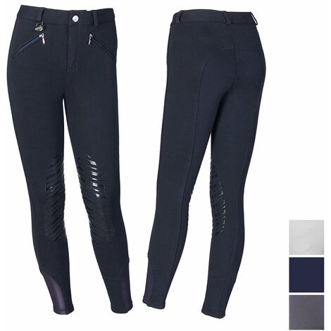 13/14 anni, grigio: Pantalon d'équitation en coton avec grip