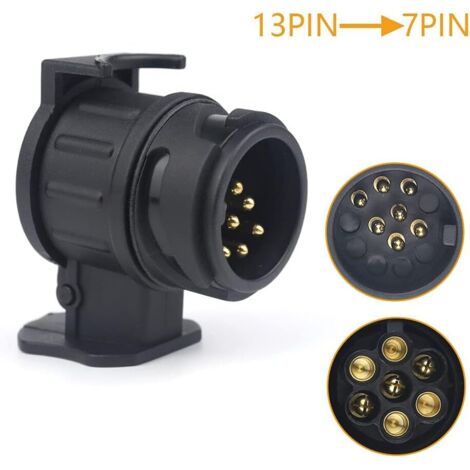 13/7 Adaptateur Prise Remorque 13 Broches vers 7 Broches Connecteur Fiche Attelage Voiture pour Tracteur, Caravane, Porte-vélo
