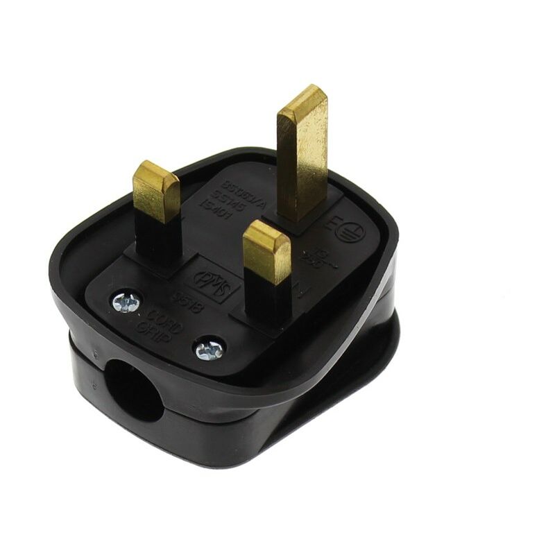 13 Amp 230V uk 3 Pin Black Rewireable Plug