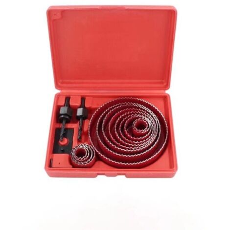 13 Pcs Kit Scies Cloches Bi-Métal En Acier Carbone 19-127mm Scie Cloche Coffret Pour Bois, Plaque De Plâtre Et Plaques De Plâtre(Rouge)