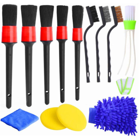 13 Pcs Lot de Brosse Nettoyage Voiture Pinceau à Détail de Voiture pour Lavage Roue, Moteur, Tableau de Bord, Bouches D'aération et Intérieur, Extérieu