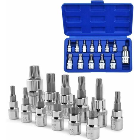 13 Pcs Torx Bit Socket Set T8-T70 S2 Acier Clés à Douille Hexagonal Torx Socket Shank Tool Tournevis Bit Set