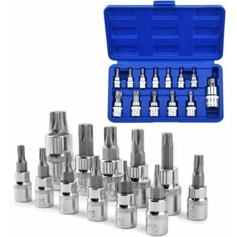13 Pcs Torx Bit Socket Set T8-T70 S2 Acier Clés à Douille Hexagonal Torx Socket Shank Tool Tournevis Bit Set