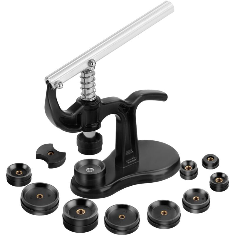 Image of 13 pcs Watch Press Set Watch Punch Tool Watch Case Fastener Repair Tool Watchmaker Repair Tool Kit with 12pcs Fitting Dies from 18mm to 50mm SHOUDDZZB