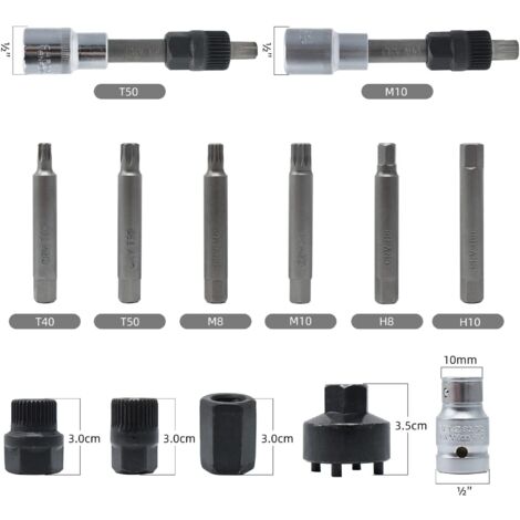 13 pezzi Alternatore Strumenti Alternatore Bit Socket Set 12,5mm 1/2" Drive