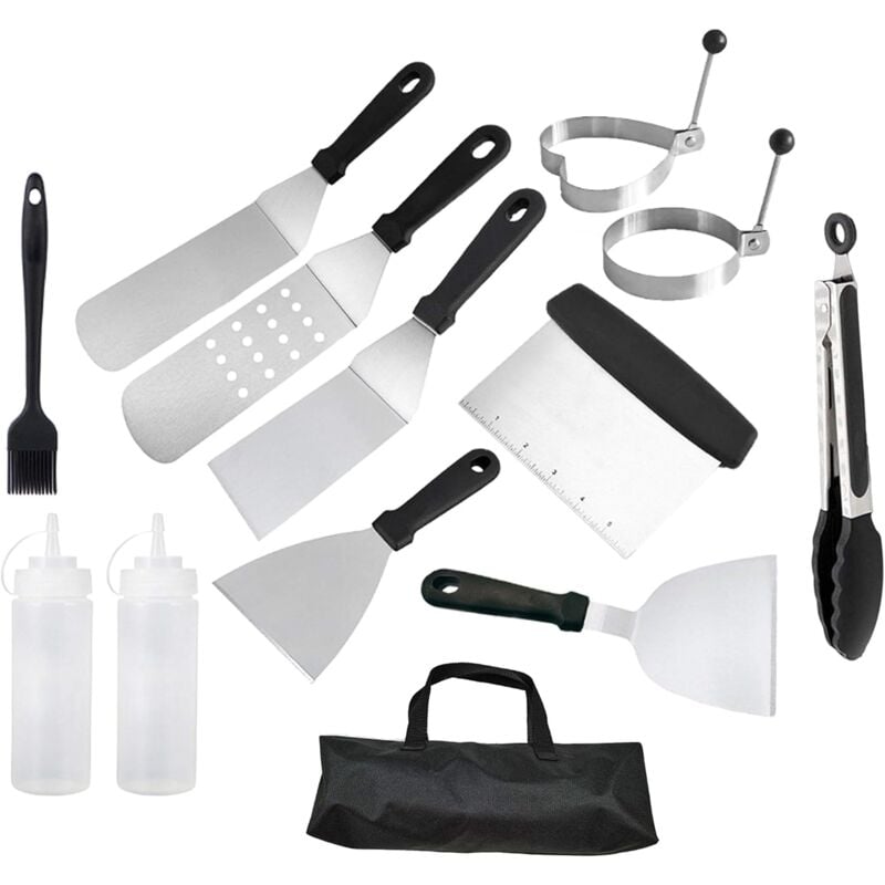Image of ZVD - 13 Piece bbq Spatula Utensil Set, Heavy Duty Stainless Steel Professional bbq Spatula