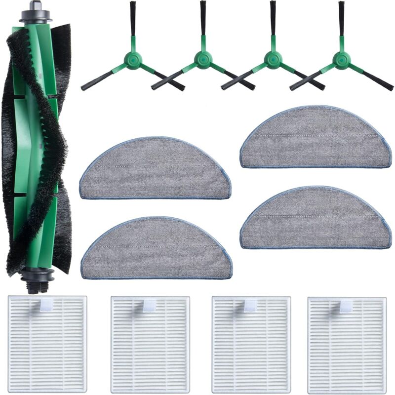 13 Pièces Accessoires Kit pour iRobot Roomba Combo 2 Essential Y0140/Y0112/Y0110, pour Roomba 105 Combo Rechange, 1 Brosses Principales, 4 Tampons