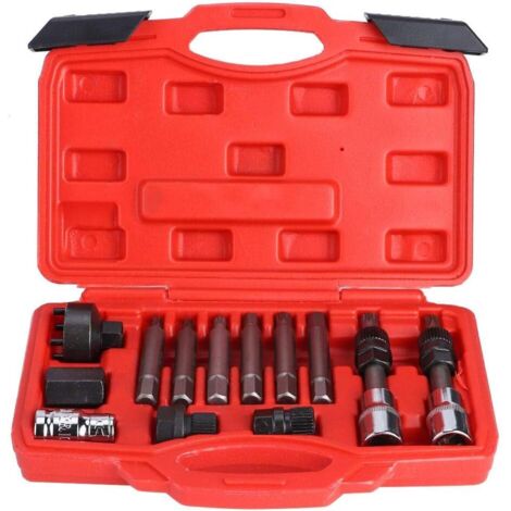 13 pièces alternateur roue libre poulie retrait douille embout écrou de blocage jeu de clés Kit Garage Service outil réparation retrait installateur kit de réparation ensemble