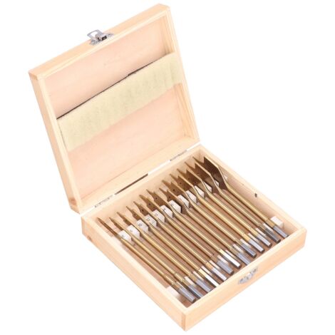 13 Pièces Forets à Pelle Revêtement Titane Acier Carbone pour Perçage Bois et Matériaux Tendres