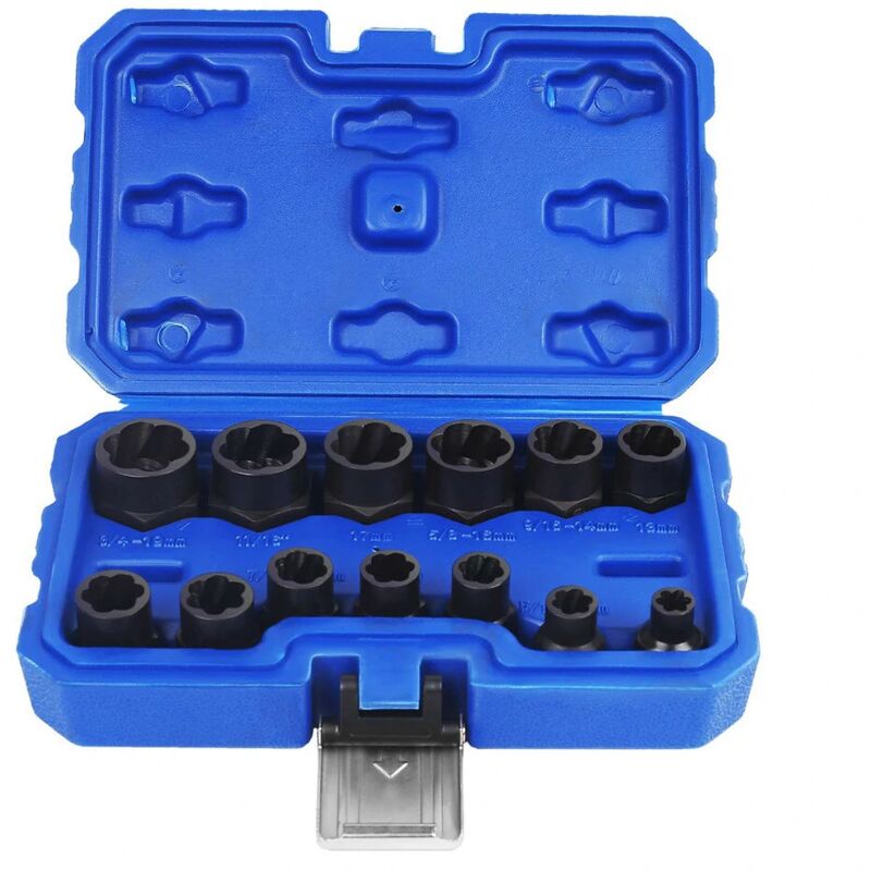 13 pièces Impact endommagé boulon écrou extracteur douille ensemble d'outils boulon écrou vis enlèvement clé à douille