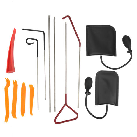 13 Pièces Outil de Levier pour Portière de Voiture avec Attrape-Objet Long et Coins, Sac à Cales Gonflable pour Démontage et Installation d'Éléments de Garniture Auto