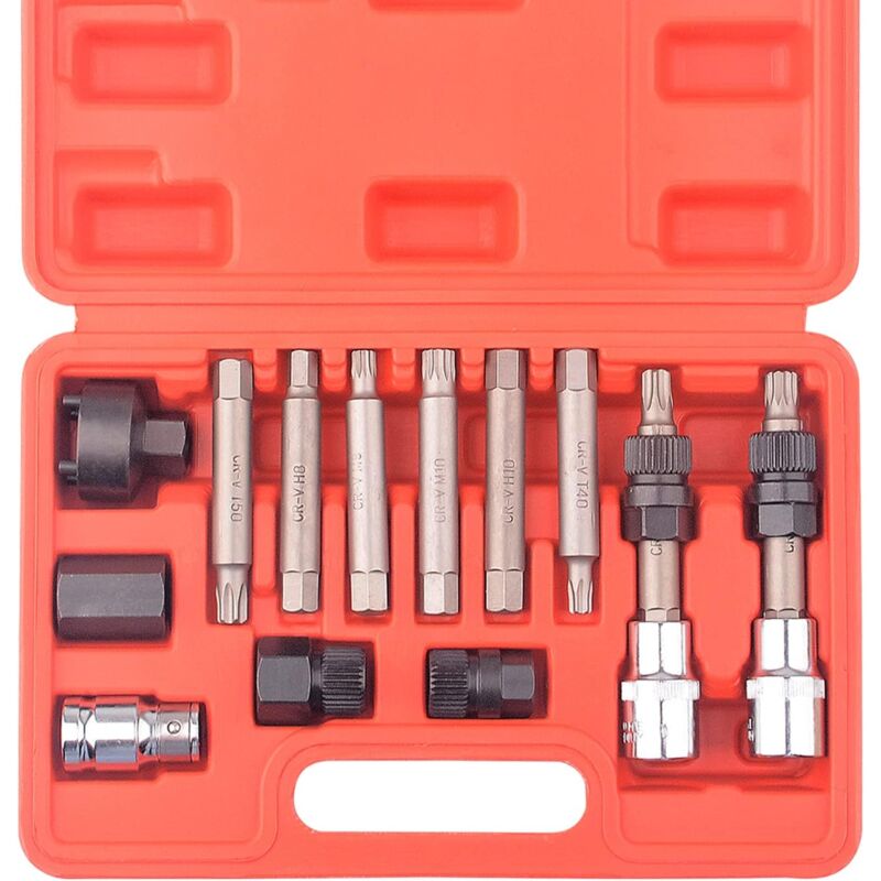 13 pièces poulie roue libre alternateur voiture garage kit outils Hex Spline Star Bits