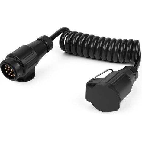 13-poliges Spiralkabel für Anhänger, 2 m, wasserdichtes Spiralverlängerungskabel 12 V/24 V, 13-poliger Anhängerstecker für PKW, LKW, Traktor, Wohnwagen, Wohnmobil, Elektroanhänger
