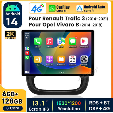 13 pouces Carplay Autoradio pour Renault Trafic 3 Android 6+128GB JUNSUN